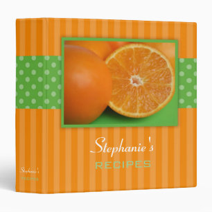 Oranges Polka Dot Stripe Recipe Binder