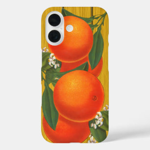 Oranges Retro Fruit Crate Art iPhone 16 Case