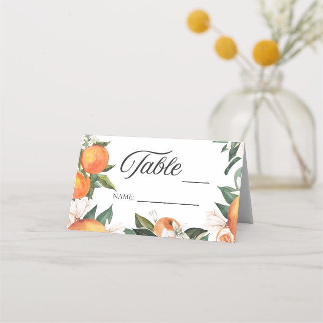 Oranges romantiques Mariage Numéro de table Carte  (Devant)