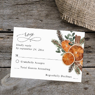 Oranges Rustic Holiday no Meal RSVP 2 Card