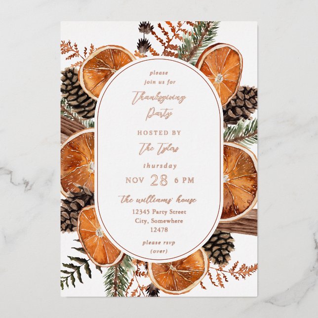 Oranges Rustic Holiday Thanksgiving Dinner  (Front)