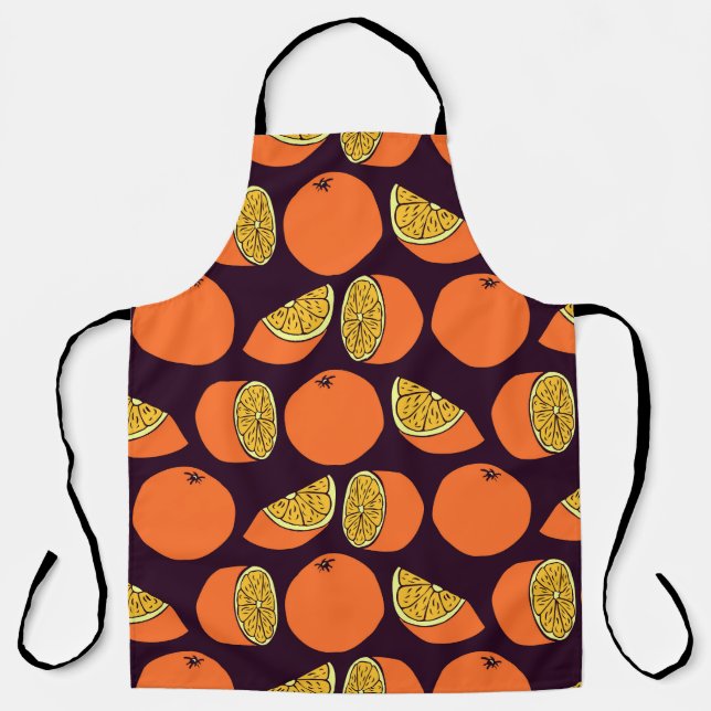 Oranges seamless pattern, vintage texture. apron (Front)