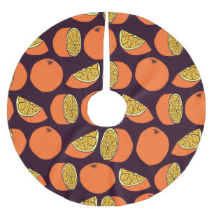 Oranges seamless pattern, vintage texture. brushed polyester tree skirt