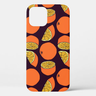 Oranges seamless pattern, vintage texture. iPhone 12 case