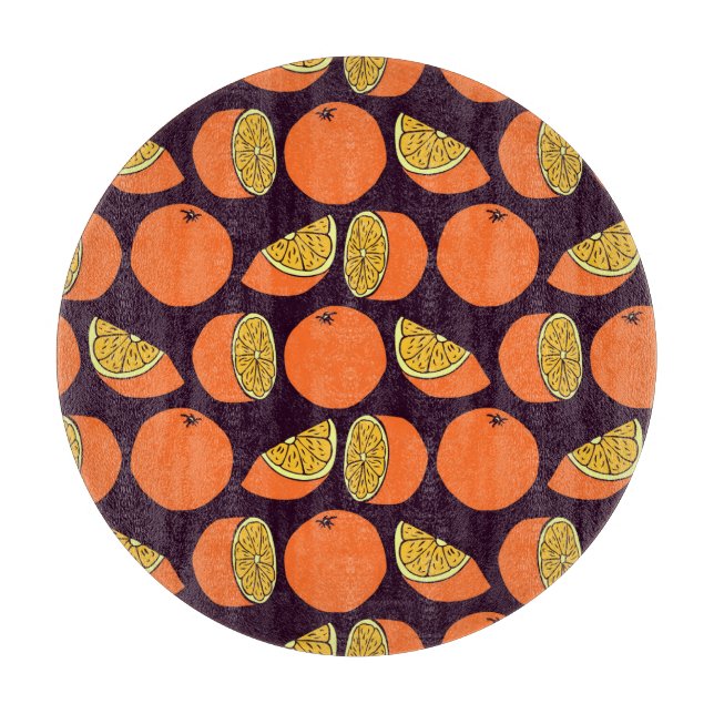 Oranges seamless pattern, vintage texture. cutting board (Front)
