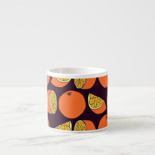 Oranges seamless pattern, vintage texture. espresso cup