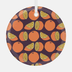 Oranges seamless pattern, vintage texture. glass ornament