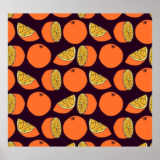 Oranges seamless pattern, vintage texture. poster (Front)