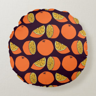 Oranges seamless pattern, vintage texture. round pillow
