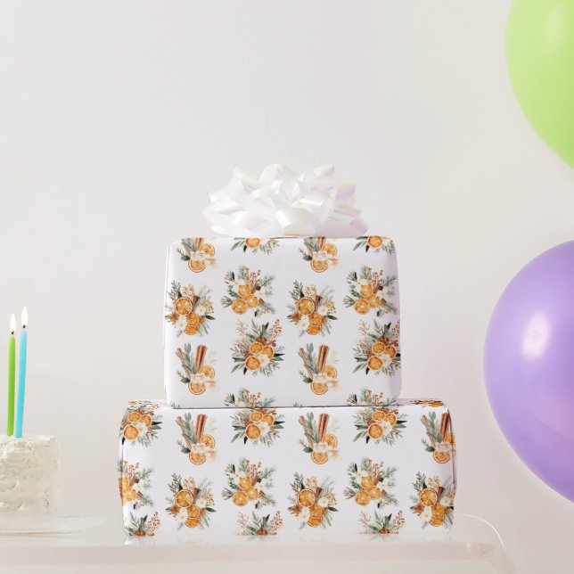 Oranges séchées d'hiver papier d'emballage cadeau  (Cadeaux de fête)