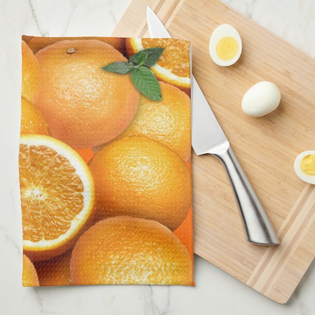 Oranges Serviettes de cuisine 🍊 (Quart Plié)