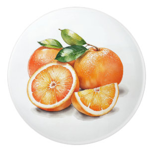 Oranges Sliced and Whole Ceramic Knob