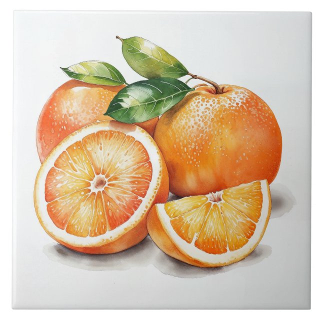 Oranges Sliced and Whole Tile (Front)