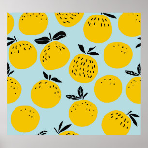 Oranges Summer: Fruitful Vintage Pattern Poster