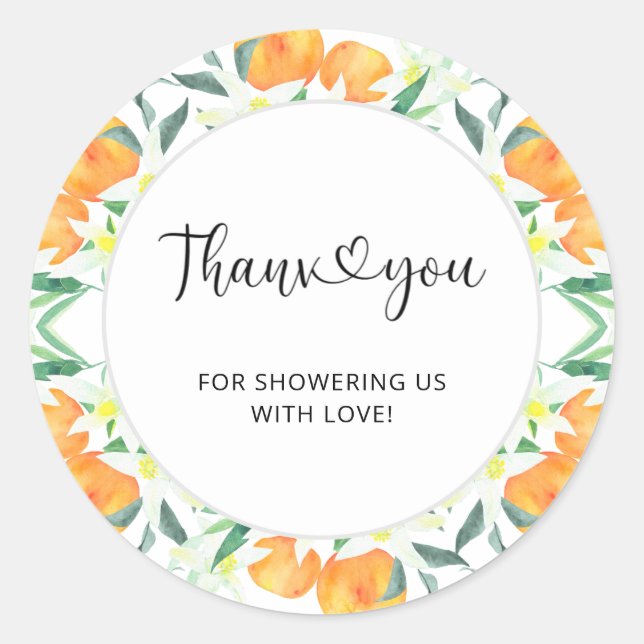 Oranges thank you classic round sticker (Front)