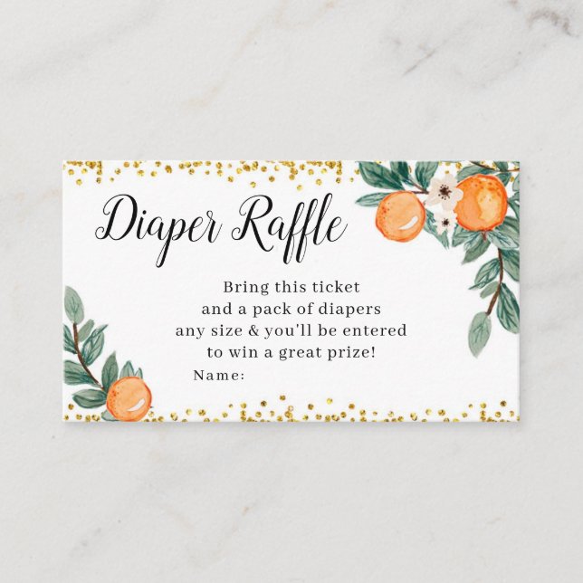 Oranges Twin Baby Shower Diaper Raffle Enclosure Card (Front)