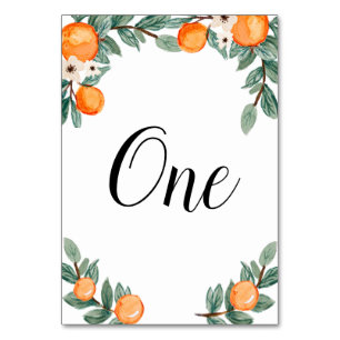 Oranges Twin Baby Shower Table Number Theme