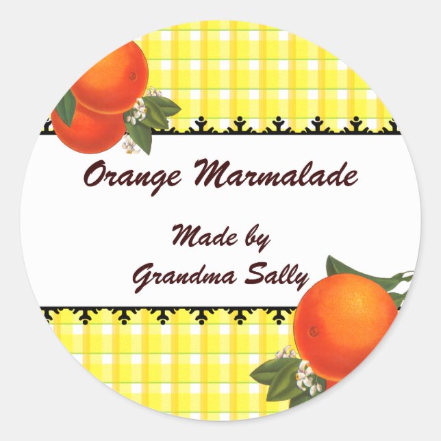 Oranges Vintages personnalisées En vichy Stickers (Devant)