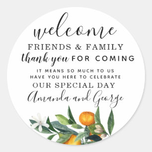 Oranges Wedding favour personalized thank you Classic Round Sticker