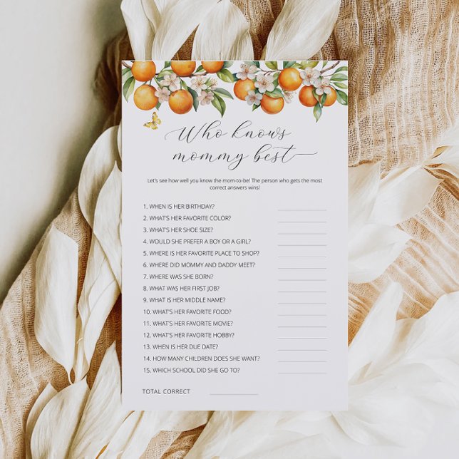 Oranges Who Knows Mommy Best Baby Shower Game  (Creator Uploaded)