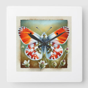 Orangetip butterfly 060824IREF219 - Watercolor Square Wall Clock