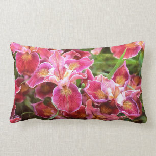 Orangish Pink Iris Lumbar Pillow