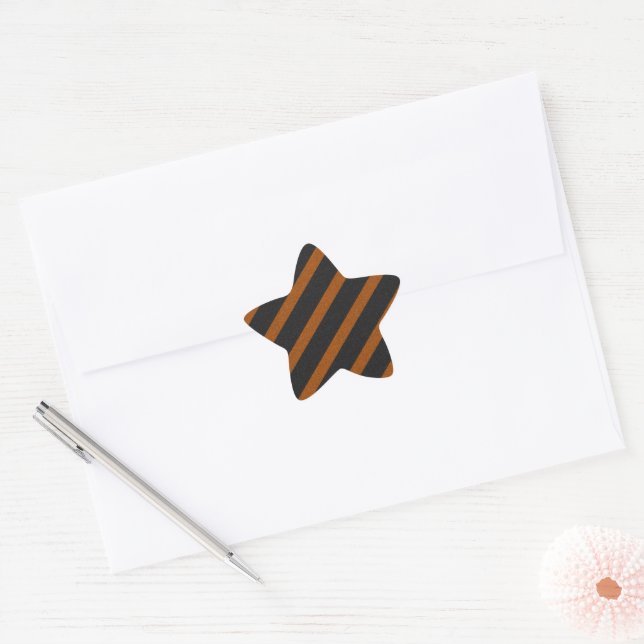 Orangle & Black Stripes Glitter Star Sticker (Envelope)