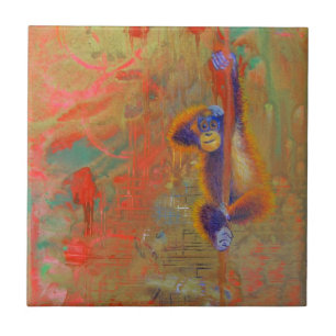 Orangutan Abstract Tile