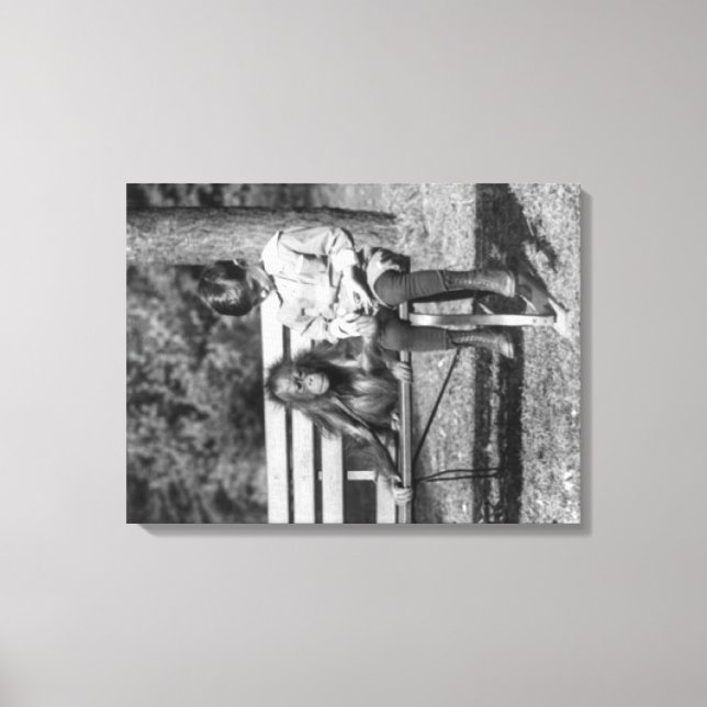 Orangutan and Boy in the National Zoo Photograph Canvas Print (Front)