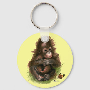 Orangutan Baby and Butterfly Keychain