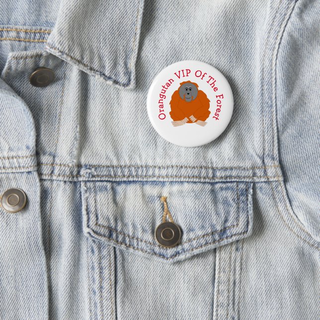 Orangutan Design Personalised 2 Inch Round Button (In Situ)