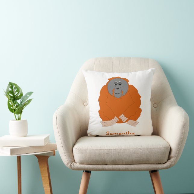Orangutan Design Personalised Throw Pillow (Chair)