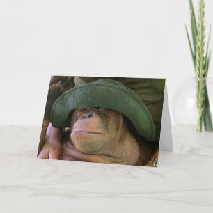 Orangutan in Army Hat Card