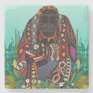 orangutan king turquoise Coaster