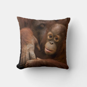 Orangutan Mother and Baby at the Zoo Throw Pillow