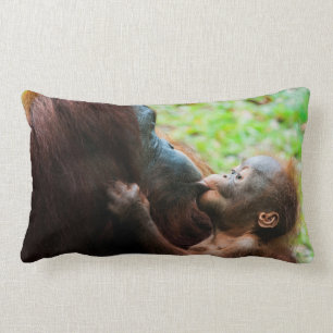 Orangutan mother and baby lumbar pillow