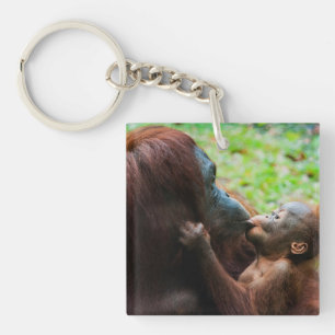 Orangutan Mother with Baby Keychain