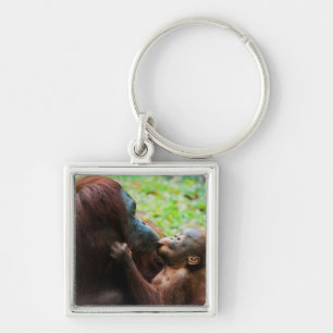 Orangutan Mother with Baby Keychain