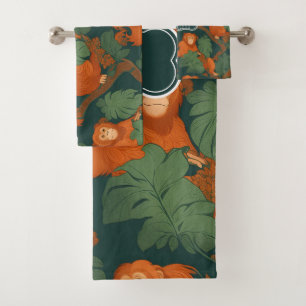 Orangutan Retro Colourful Personalized Pattern Bath Towel Set