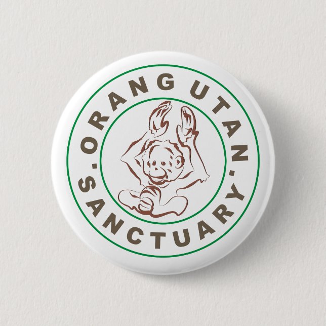 Orangutan Sanctuary Badge 2 Inch Round Button (Front)