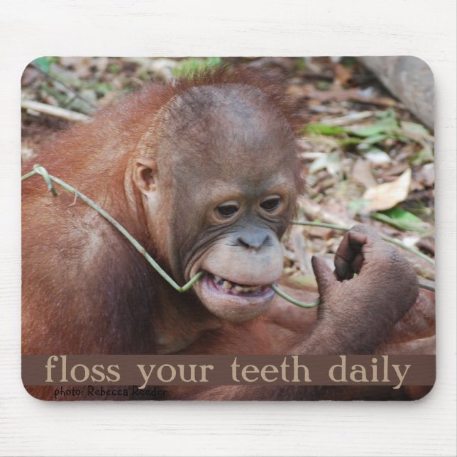 Orangutan Tooth Care Flossing Mouse Pad (Front)