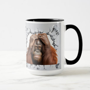 orangutan trapped in a wall mug