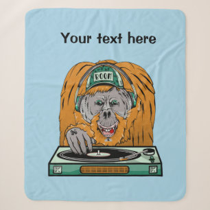 Orangutan Vinyl Record Sherpa Blanket
