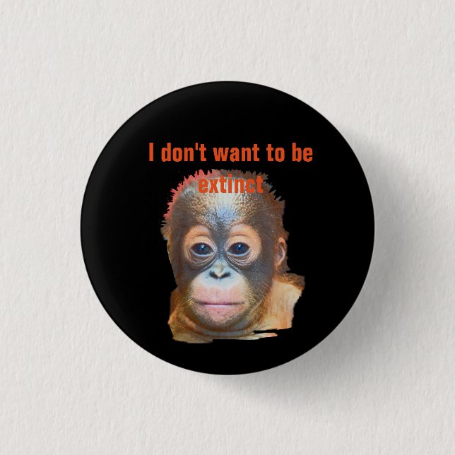 Orangutan Wildlife 1 Inch Round Button (Front)