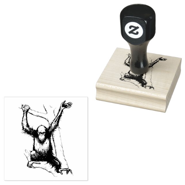 Orangutans Monkey Ape Safari Jungle Animals Rubber Stamp (Stamped)