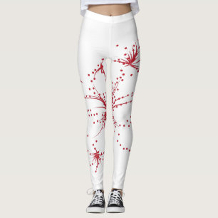 Orangy Red, Cyan and Magenta dot Leggings