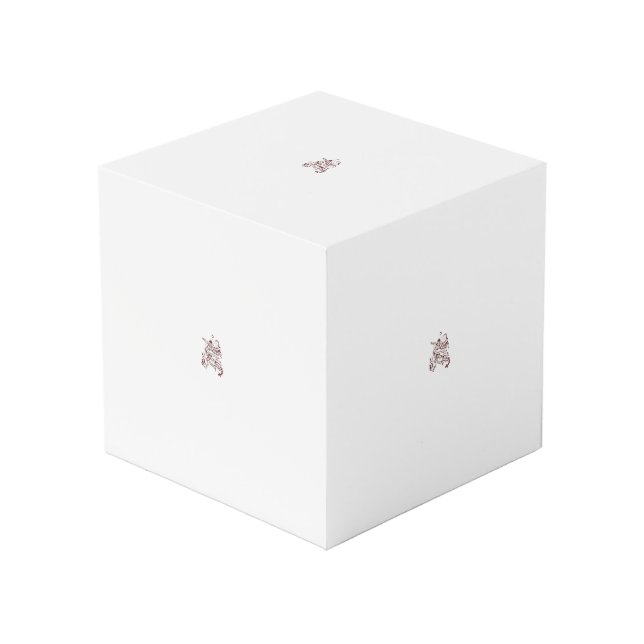 Orangy Red decorative Design Cube (Front Angled)