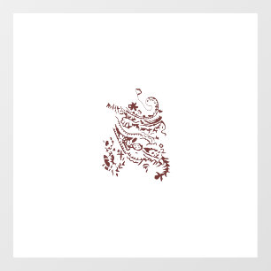 Orangy Red decorative Design Window Cling
