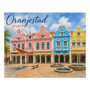 Oranjestad Aruba Caribbean Island Travel Souvenir Poster