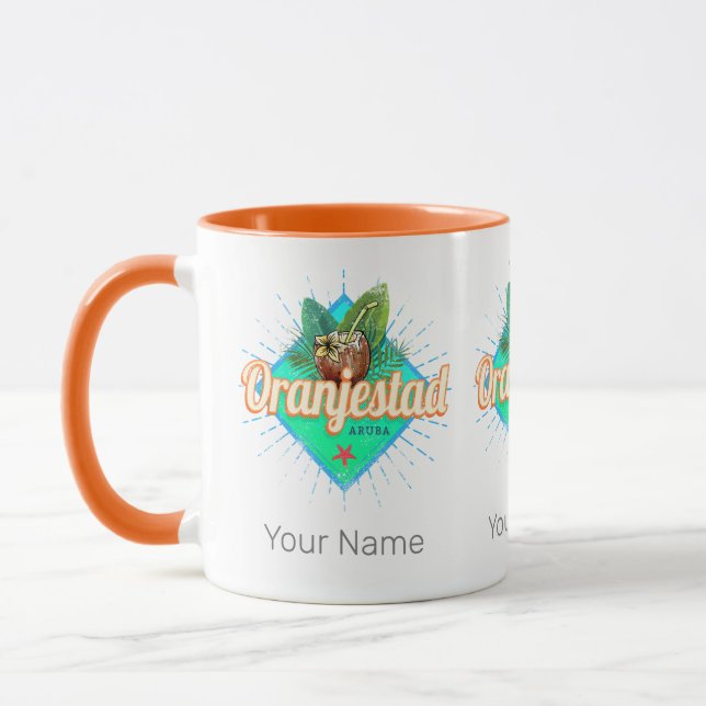 Oranjestad Aruba Retro Vintage Caribbean Souvenir Mug (Left)